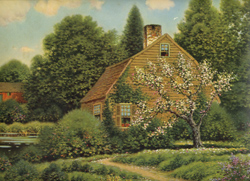 Vintage cottage, cabin, and mill scenes 1910s-1940s