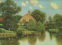 Vintage cottage, cabin, and mill scenes 1910s-1940s
