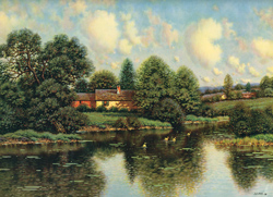 Vintage cottage, cabin, and mill scenes 1910s-1940s