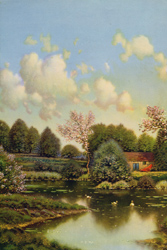 Vintage cottage, cabin, and mill scenes 1910s-1940s