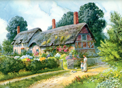 Vintage cottage, cabin, and mill scenes 1910s-1940s
