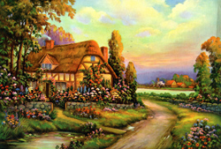 Vintage cottage, cabin, and mill scenes 1910s-1940s