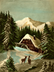 vintage cottage scene