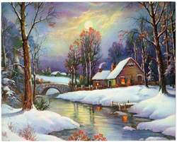 Vintage cottage, cabin, and mill scenes 1910s-1940s