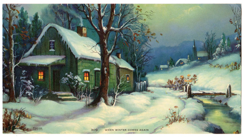 Vintage cottage, cabin, and mill scenes 1910s-1940s
