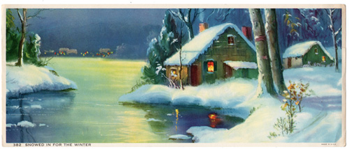 Vintage cottage, cabin, and mill scenes 1910s-1940s