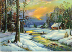 Vintage cottage, cabin, and mill scenes 1910s-1940s