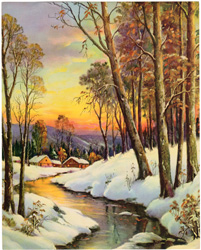 Vintage cottage, cabin, and mill scenes 1910s-1940s