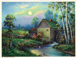 Vintage cottage, cabin, and mill scenes 1910s-1940s