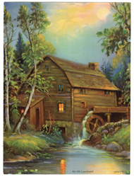 Vintage cottage, cabin, and mill scenes 1910s-1940s