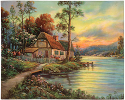 Vintage cottage, cabin, and mill scenes 1910s-1940s