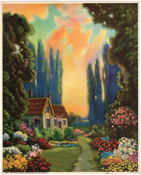 Vintage cottage, cabin, and mill scenes 1910s-1940s