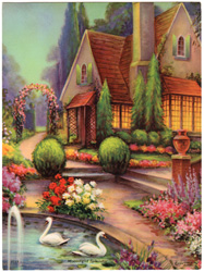 Vintage cottage, cabin, and mill scenes 1910s-1940s
