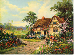 Vintage cottage, cabin, and mill scenes 1910s-1940s