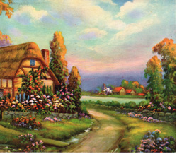 Vintage cottage, cabin, and mill scenes 1910s-1940s