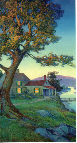 Vintage cottage, cabin, and mill scenes 1910s-1940s