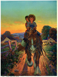 Vintage prints of boys, horse riding, etc.