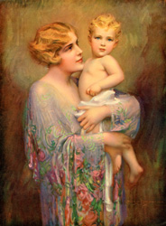 Vintage prints of mothers with babies, families, etc.