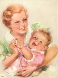 Vintage prints of mothers with babies, families, etc.