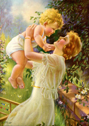 Vintage prints of mothers with babies, families, etc.