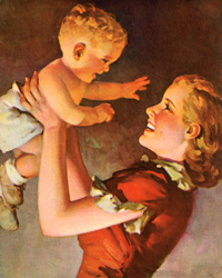 Vintage prints of mothers with babies, families, etc.