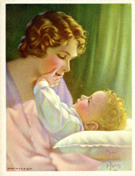 Vintage prints of mothers with babies, families, etc.