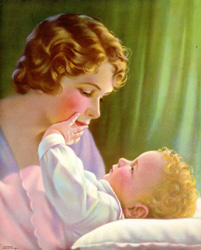 Vintage prints of mothers with babies, families, etc.