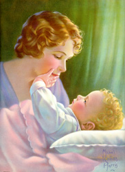 Vintage prints of mothers with babies, families, etc.