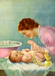 Vintage prints of mothers with babies, families, etc.