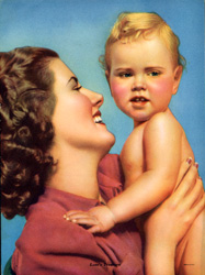 Vintage prints of mothers with babies, families, etc.