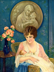 Vintage prints of mothers with babies, families, etc.