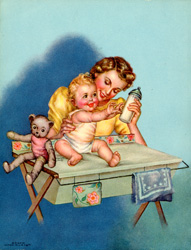 Vintage prints of mothers with babies, families, etc.