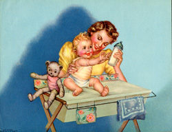 Vintage prints of mothers with babies, families, etc.