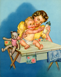 Vintage prints of mothers with babies, families, etc.