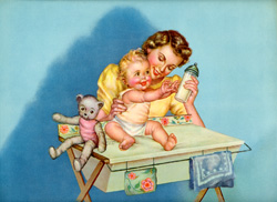 Vintage prints of mothers with babies, families, etc.