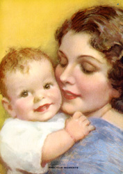 Vintage prints of mothers with babies, families, etc.