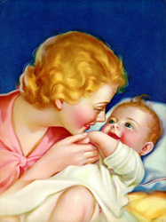 Vintage prints of mothers with babies, families, etc.