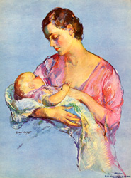 Vintage prints of mothers with babies, families, etc.