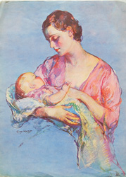 Vintage prints of mothers with babies, families, etc.