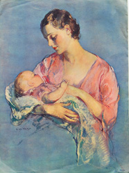 Vintage prints of mothers with babies, families, etc.