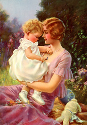 Vintage prints of mothers with babies, families, etc.