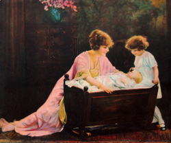 Vintage prints of mothers with babies, families, etc.