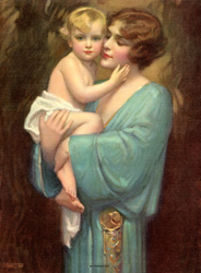 Vintage prints of mothers with babies, families, etc.