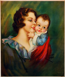 Vintage prints of mothers with babies, families, etc.