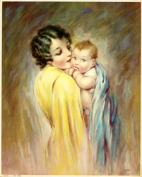 Vintage prints of mothers with babies, families, etc.