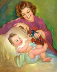 Vintage prints of mothers with babies, families, etc.