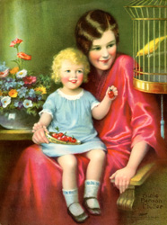 Vintage prints of mothers with babies, families, etc.