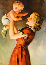 Vintage prints of mothers with babies, families, etc.