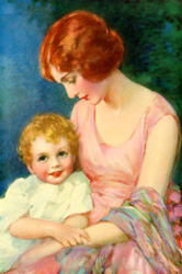 Vintage prints of mothers with babies, families, etc.