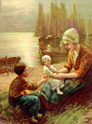 Vintage prints of mothers with babies, families, etc.